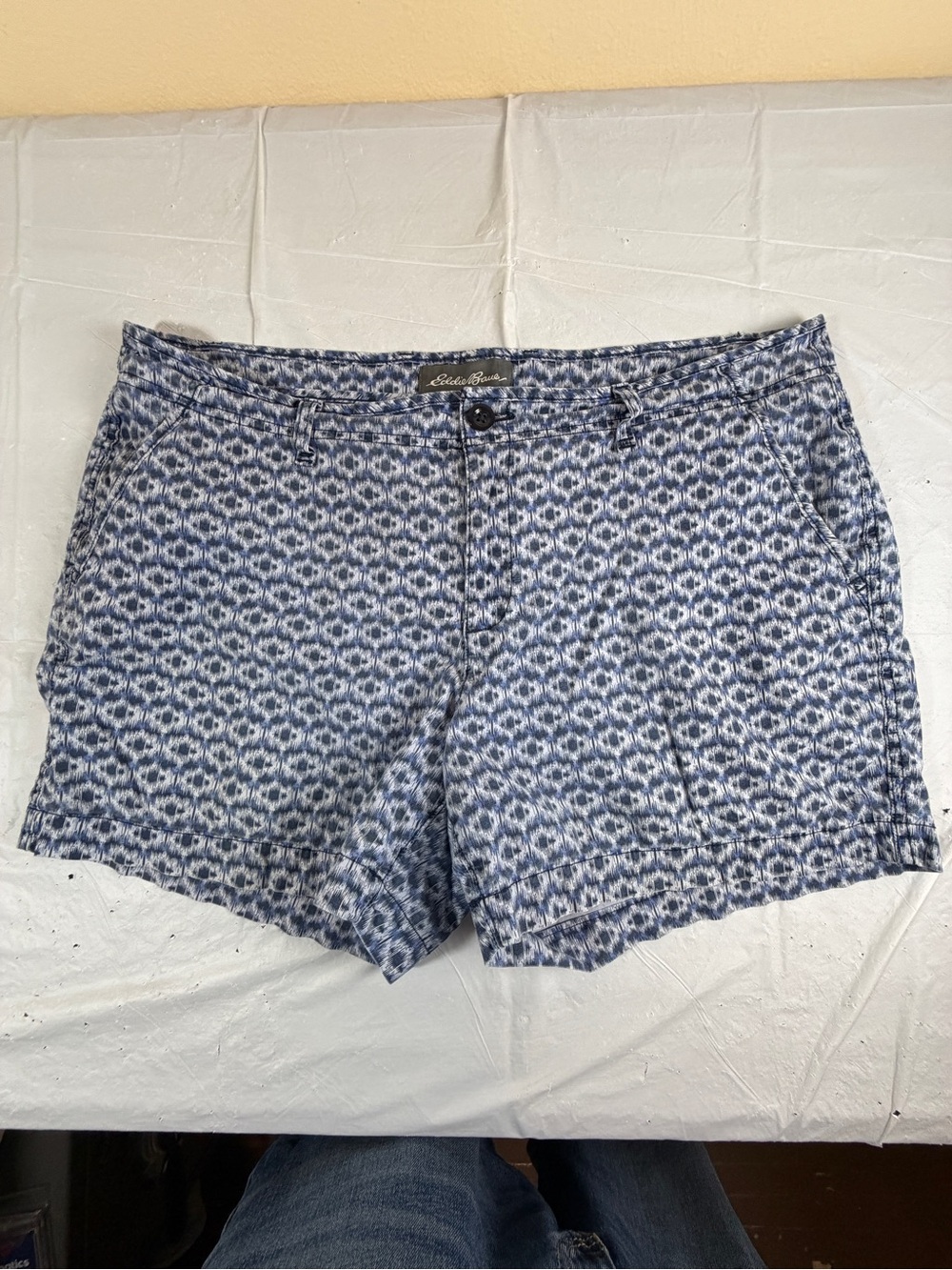 Eddie Bauer Blue‎ and White Ikat-Print Women's Bermuda Shorts